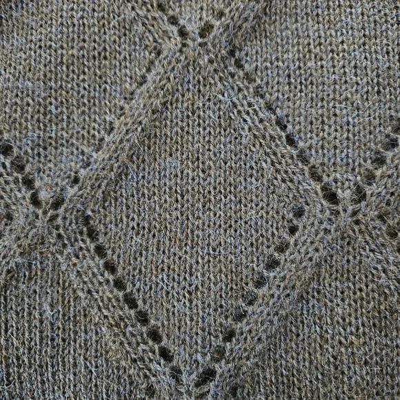 New Liz Alig 100% Alpaca Crop Mock Neck Lace KnitElegant Navy Turtleneck Sweater - Picture 3 of 6